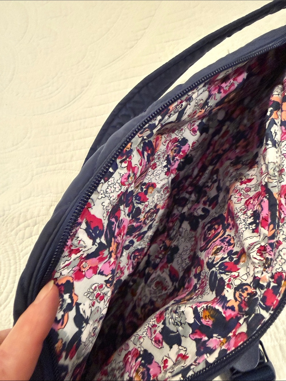 Vera Bradley Quilted Navy Crossbody Sling - Picture 4 of 5
